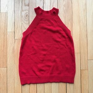 Red chunky knit halter tank | 90s minimal sweater top